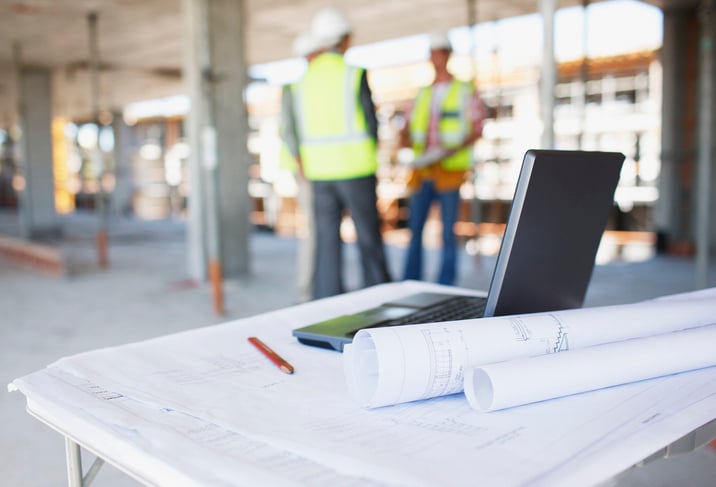 laptop at construction site 